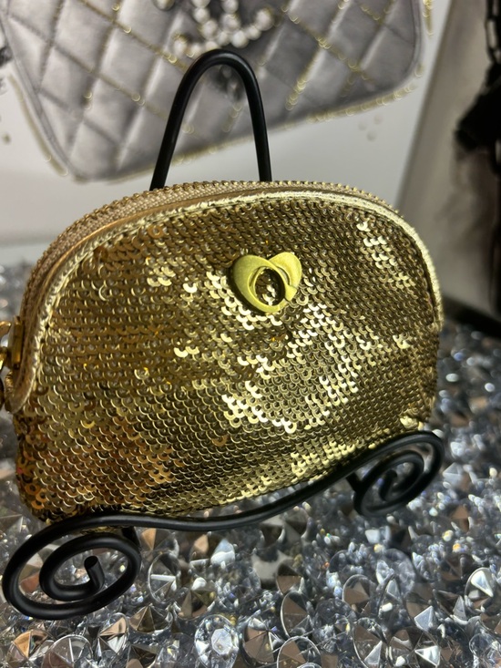 Coach Handbags - Coach Poppy rare micro Gold Sequin  Coin Pouch #46587 LIKE NEW RARE